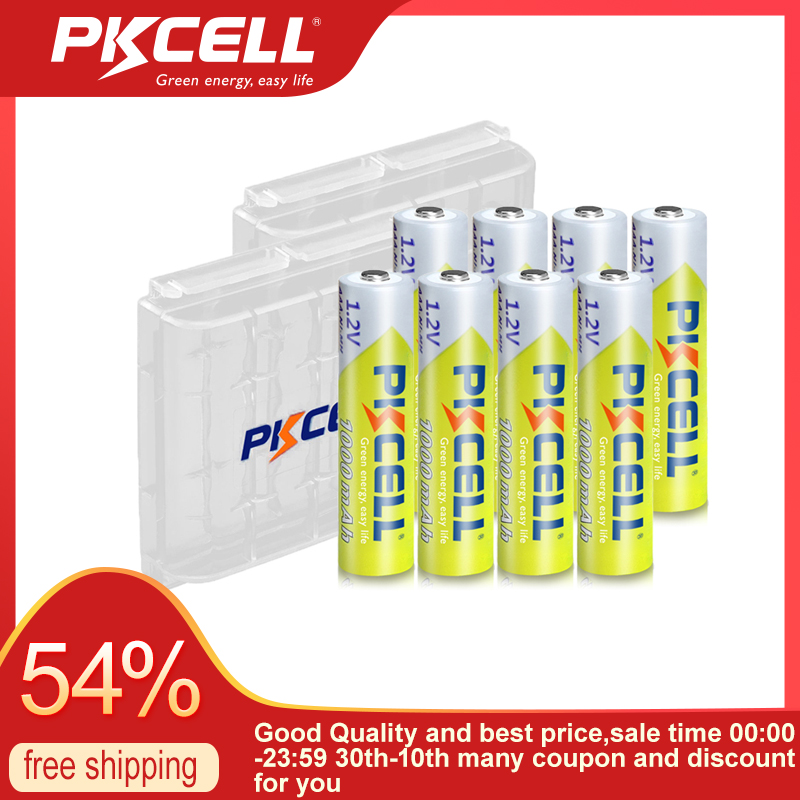 Immagine di 8PC PKCELL AAA Batteria 1.2V 1000mah Ni-MH aaa Batterie Ricaricabili E 2PC Contenitore di Batteria Per Orologio Giocattoli torcia elettrica