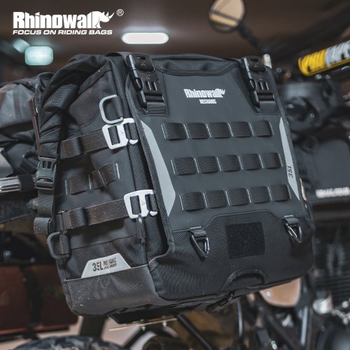 Afbeelding van Waterdichte Rhinowalk Motorfiets Zijkoffertas 35L met Anti-Vallend Systeem – Reisbagage & Achtertas voor Motorzadel