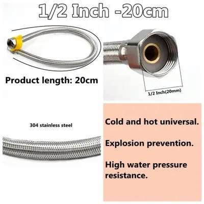Image de Tuyau Tressé Inox 304 - Raccordement Eau Chaude & Froide