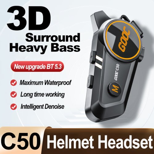 3D Surround Heavy Bass Motorhelm Headset Stereo Bluetooth Handsfree bellen IPX7 Waterdicht met driekleurig omgevingslicht