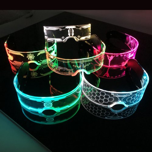 Immagine di Occhiali LED Luminosi Colorati con Luci Al Neon Lampeggianti – Accessorio Brillante per Feste, Discoteche, DJ e Dance Party