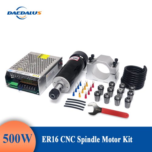 Immagine di Daedalus 500w motore mandrino CNC mandrino raffreddato ad aria mandrino ER16 + morsetto 52mm + regolatore di velocità di alimentazione per incisione PCB