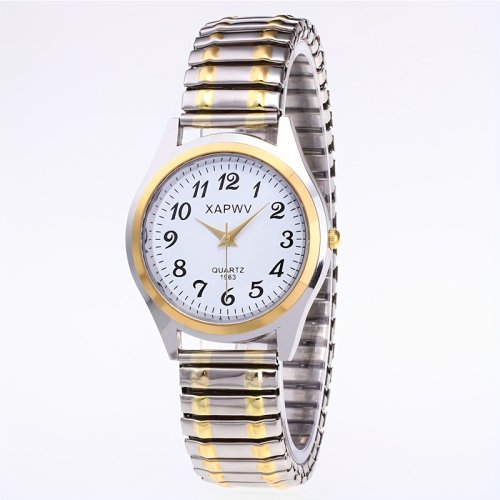 Imagen de Reloj de cuarzo con banda elástica para parejas, par de relojes de moda para personas de mediana eda...