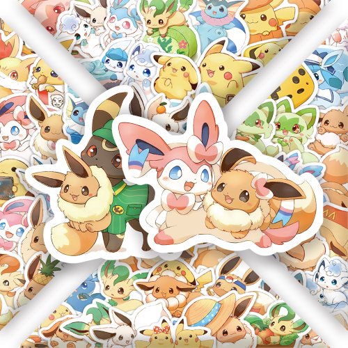 Zdjęcie Śliczne Naklejki Eevee i Sylveon – Idealne dla Fansów Pokémon!