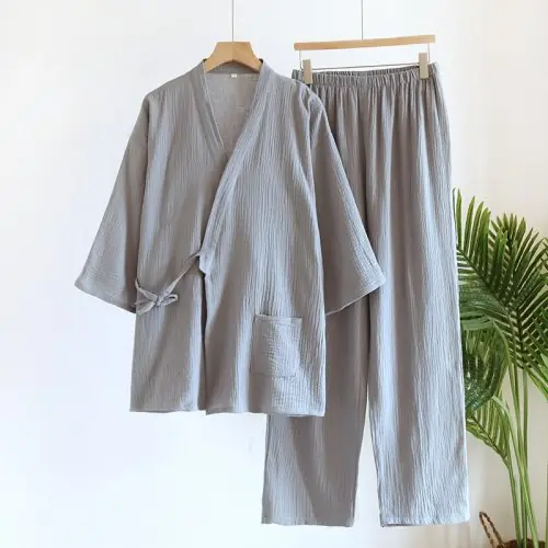 Image de Pyjama Kimono Homme - Confort Japonais en Gaze Fine