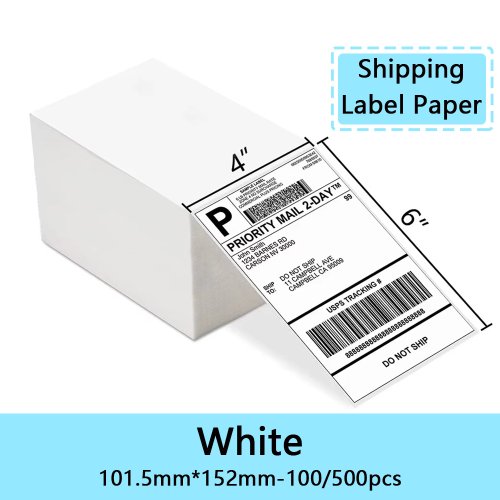 4 x 6 Inch Thermal Label Paper 100x150mm - 500-Pack Compatible with DHL, UPS, Express Shipping Printers (9220, 9210, 246S, D200) for Barcode and Address Labels