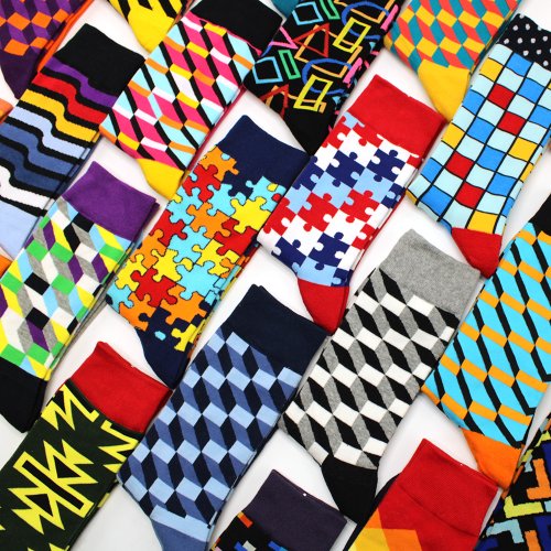 Zdjęcie Męskie skarpetki bawełniane marki Tide Gradient Color letni styl długie skarpety ślubne Męskie wysokie śmieszne szczęśliwe skarpetki biznesowe man sox