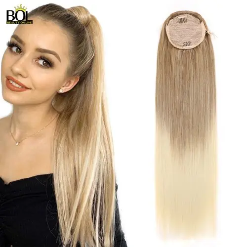 Image de Queue de Cheval Synthétique Bouclée 30 Pouces - Ombre Blonde