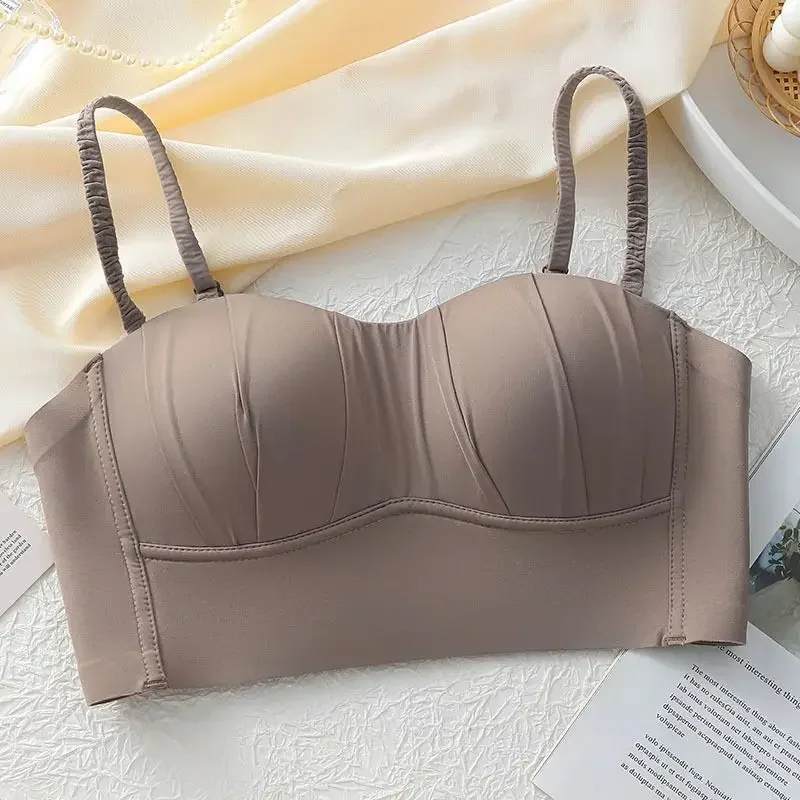 Imagen de Sujetadores push-up sexis, sujetador plisado francés, nuevo sujetador fino desmontable sin aros sin ...