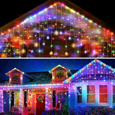 Image de Lumières de Noël LED Flocon de Neige - Décoration Extérieure Élégante