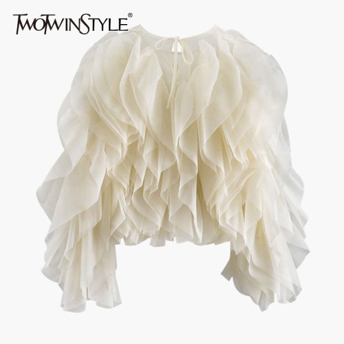 Afbeelding van Elegante Ruches Blouse voor Dames – Vrouwelijke Mode met Romantische Details van Twotwinstyle