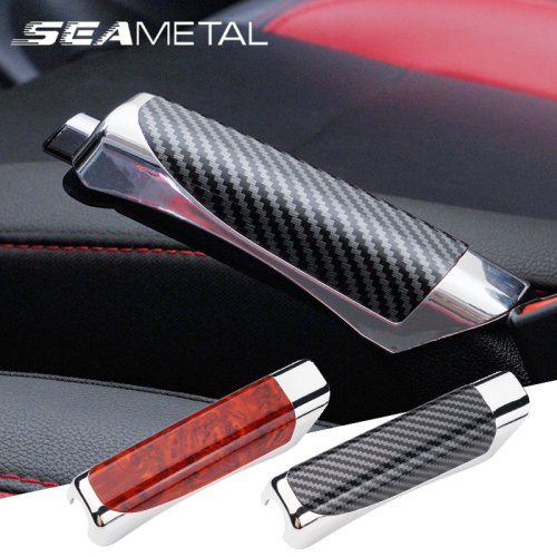 Image of Premium Carbon Fiber Hand Brake Cover for Car Interior - Stylish Parking Brake Grip Protection Shell with Durable Finish