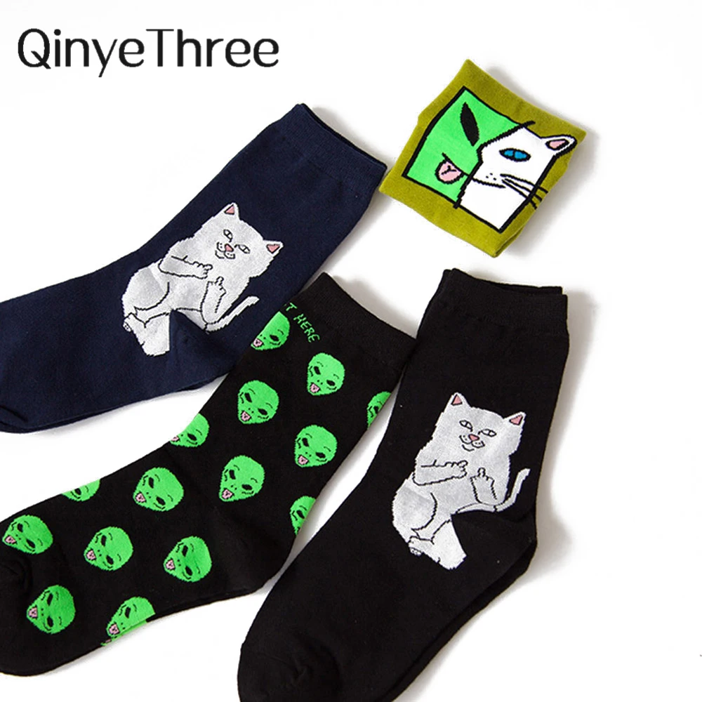 Image de Chaussettes Aliens & Chat Drôles - Créatives & Respirantes
