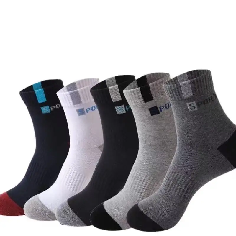 Image of 10 Pairs of Soft, Breathable Cotton Sports Socks for Men – Stylish Striped Design for All-Day Comfort