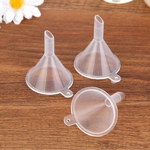 Image of 10-Piece Mini Plastic Funnel Set for Precise Liquid Transfer – Small Mouth Oil and Lab Funnel Kit for School Experiments, Science Projects, and Laboratory Use