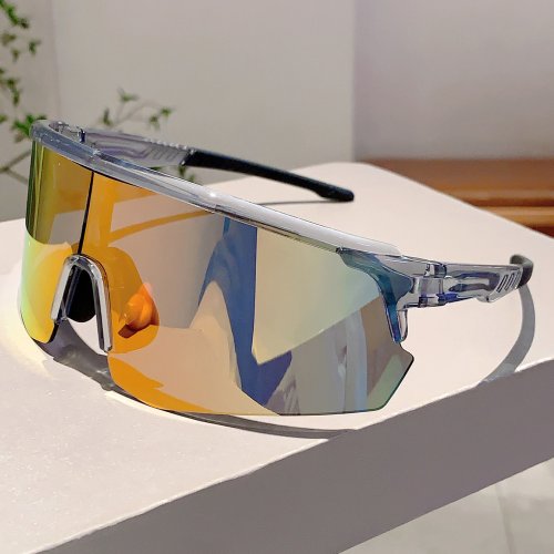 Imagen de KAMMPT gafas de sol deportivas semisin montura nuevas gafas protectoras redondas envueltas de gran tamaño para exteriores gafas de ciclismo con espejo de moda para mujer