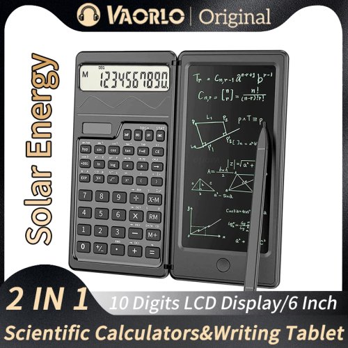 Image of Solar-Powered Scientific Calculator with 6-Inch Writing Tablet, Foldable Design and 10-Digit LCD Display – Ideal for Office, Students, Teachers, and Accountants