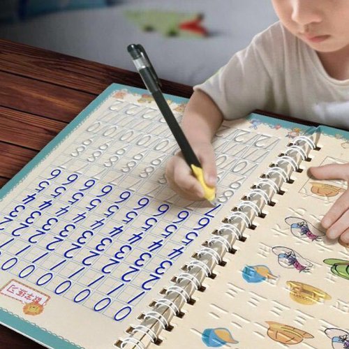 Immagine di Libro di Calligrafia Magica per Bambini: Apprendimento Creativo della Scrittura in Francese, Arabo e Inglese con Adesivi, Penna Speciale e Esercizi Pratici