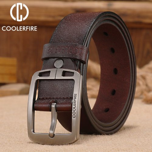 Immagine di Cintura Uomo in Vera Pelle di Vitello - Design Classico e Vintage per Jeans Casual e Abbigliamento Westernboy HQ223