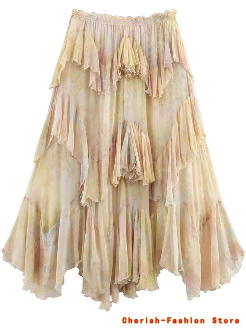 Imagen de Falda Acampanada con Encaje Floral - Estilo Francés