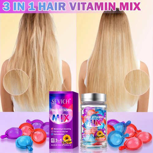 Afbeelding van Natuurlijke Haarverzorgingsset met Vitamine Capsules, Hydraterende Olie en Smoothing Effect voor Zijdeachtig, Gezond Haar