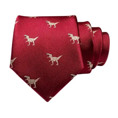 Image de Cravate Dino Renard - Design Animal Jacquard 8cm