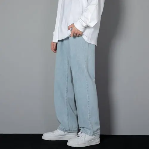 Image de Jeans Homme Large Coupe Droite - Style Coréen Décontracté