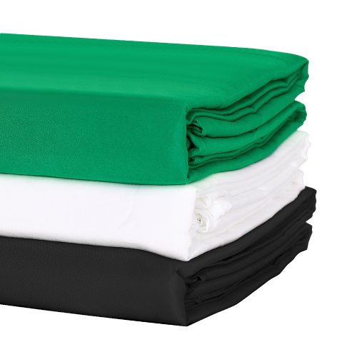 Image of Professional Cotton Muslin Backdrop Cloth in Black, White, and Green – Ideal for Studio Photography, Chroma Key, and Video Production