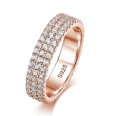 Image de Bague Moissanite Éternité - Argent Sterling 925 Plaqué Or 18K