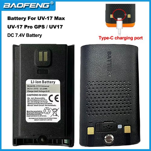Image de Batterie d'origine Baofeng UV-17 Max + Chargeur USB-C