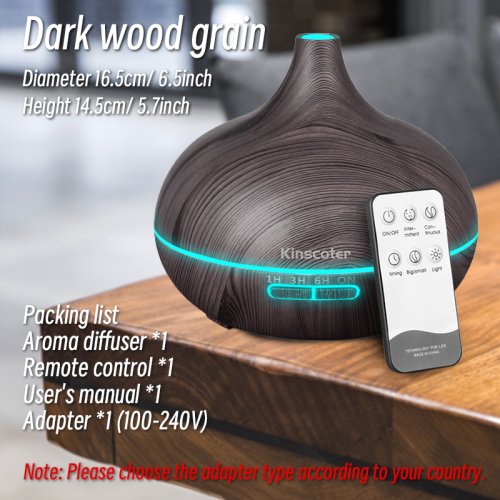 Immagine di Umidificatore ad ultrasuoni con telecomando per diffusore di oli essenziali per aromaterapia da 500 ml di alta qualità con 7 colori di luce