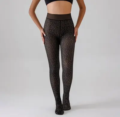 Image de Leggings Thermiques Femme - Faux Léopard Translucide & Polaire Chaude