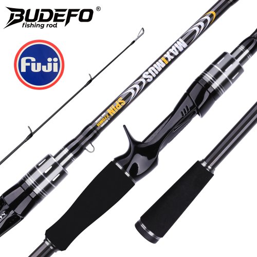 Immagine di Canna da Pesca Budefo Maximus in Carbonio con Guida Fuji, 1.8m - 2.4m - 3.0m, 30t, Spinning e Baitcasting, Ideale per Pesca da Viaggio e Richiamo, Fino a 3.50g