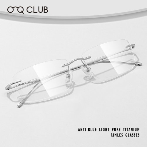 Image of Ultra-Light Titanium Rimless Reading Glasses for Men – Fashionable, Customizable Myopia Eyewear with Premium Optical Quality