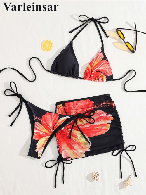 Imagen de Bikini Floral con Falda para Mujer - Estilo Elegante y Seductor