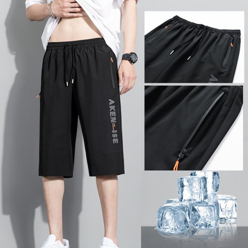 Image of Men's Breathable Quick-Dry Sports Shorts with Elastic Waistband – Comfortable, Lightweight, and Stylish Athletic Short Pants in Black (XXXL)