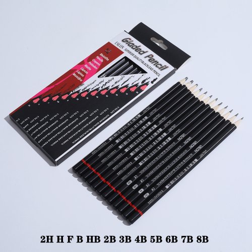 Bild von Professionelles Zeichen- und Skizzierbleistift-Set, 12-teilige Kunstbleistifte, Graphit-Schattierstifte für Anfänger und professionelle Künstler