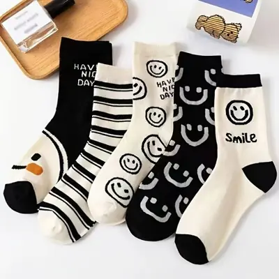 Image de Chaussettes Happy Face - 5 Paires Coton Respirant