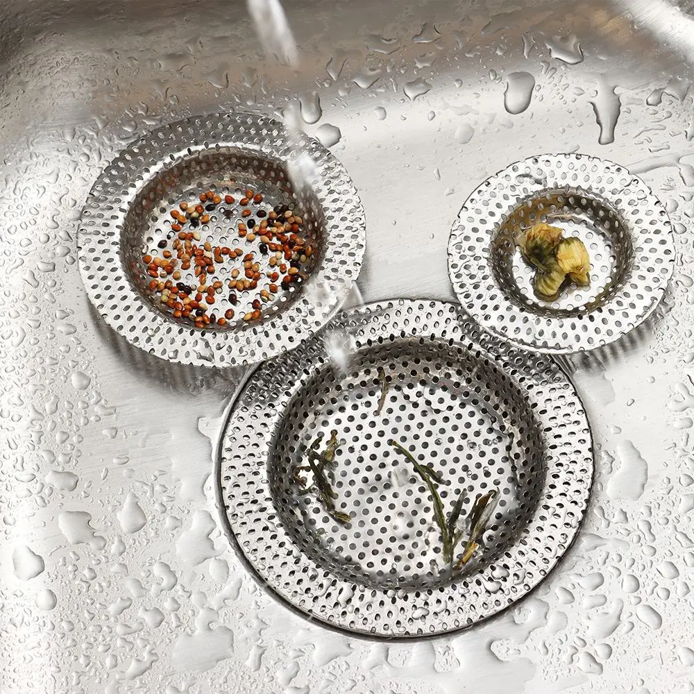 Imagen de Filtro de Agua para Fregadero de Acero Inoxidable con Malla Finamente Diseñada, Cubierta Antidesbordamiento para Desagüe de Baño y Cocina, Herramienta de Captura de Pelo para Ducha