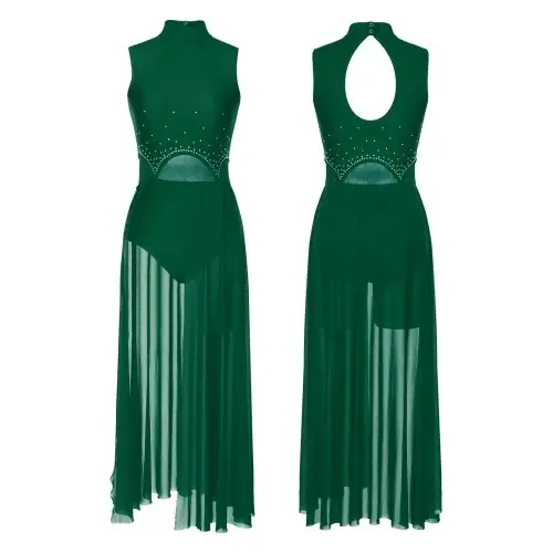 Image de Robe de Danse Élégante avec Strass - Fendue & Transparente