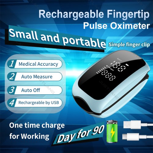 Image of Natural Rechargeable Fingertip Pulse Oximeter with Comfortable Strap & Digital LED Display for Accurate Blood Oxygen Saturation Monitoring – Ideal for Children and Adults