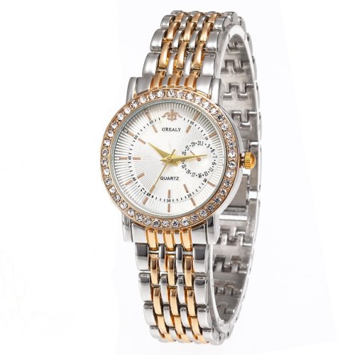 Immagine di Elegante Orologio da Donna con Cristalli, Design Rotondo e Movimento al Quarzo – Perfetto per Look Business e Casual