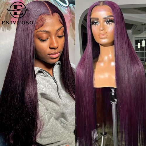 Image of 30 Inch Long Straight Synthetic Lace Front Wig - Dark Burgundy 13x4 Glueless Wig for Women with Natural Hairline and Full Coverage