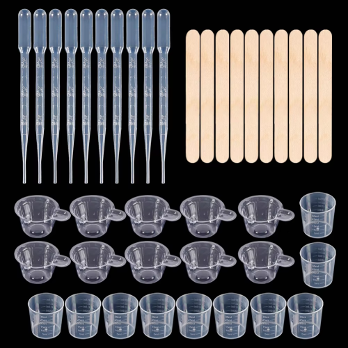 Imagen de Kit Completo de Herramientas para Fundición y Mezcla de Resina con 10 Tazas, Medidores, Palos de Madera y Cuentagotas – Ideal para Manualidades y Fabricación de Joyas