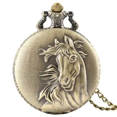 Image de Montre de Poche Vintage Cheval - Style Rétro & Digital