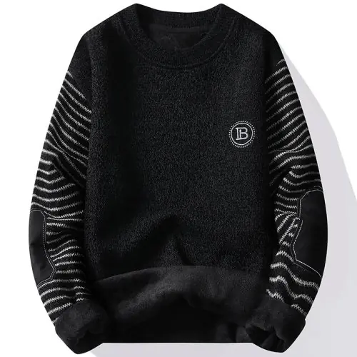 Image de Pull Homme Col Rond Doublé Polaire - Chaud & Épais