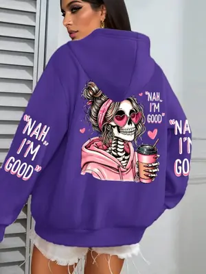 Image de Sweat à Capuche Imprimé Drôle Femme - Multicolore & Confortable