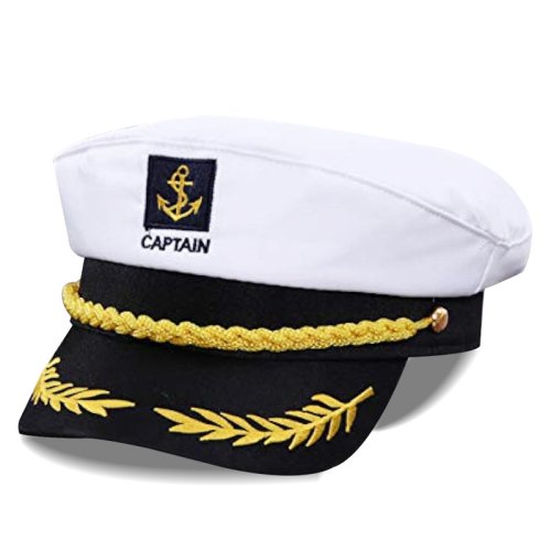 Immagine di Cappello da Capitano di Marinaio per Yacht Adulto - Cappello Regolabile con Design Autentico per Uomo e Donna, Perfetto per Feste Tematiche, Eventi in Barca, Costumi da Trucco e Occasioni Divertenti