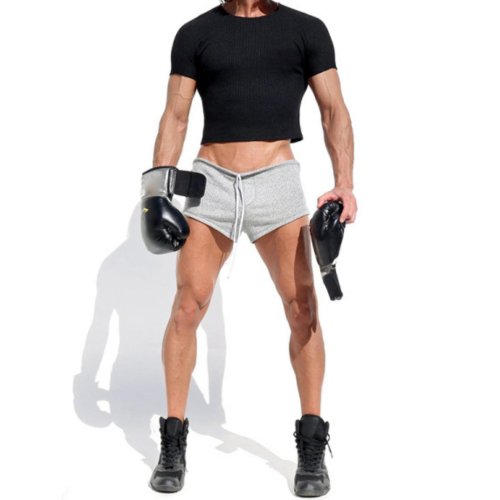 Image of Men's Retro Solid Color Running Shorts with Drawstring – Casual Beach & Sports Short Pants for Active Lifestyle