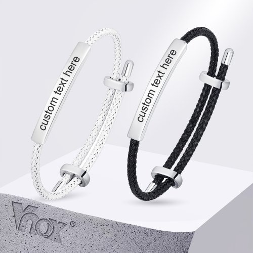 Bild von Personalisierter Edelstahl-Armband mit Gravur – Ideal für Männer
